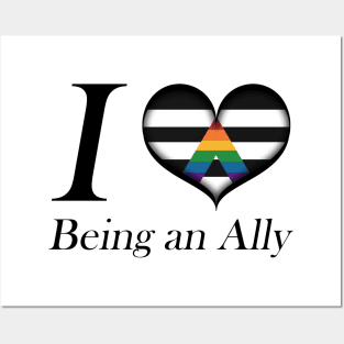 I Heart Being an Ally Design Pride Flag Colored Heart Posters and Art